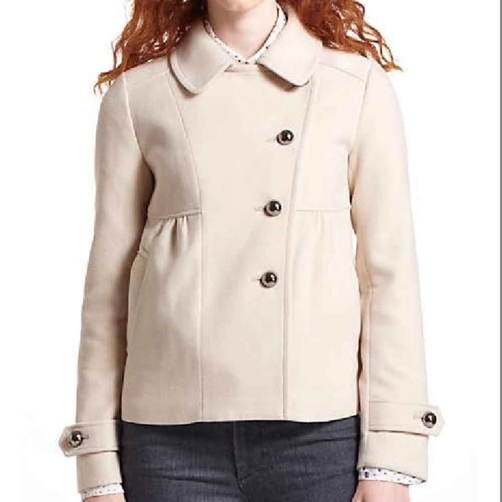 EUC Anthropologie Ivory LeifNotes Cropped PeaCoat